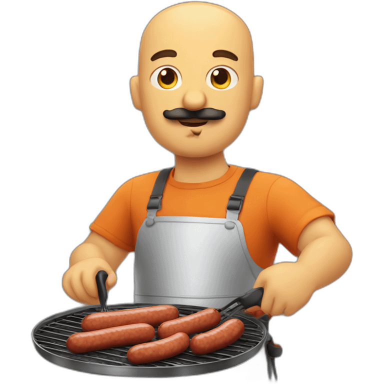 Moustache man grilling sausages emoji