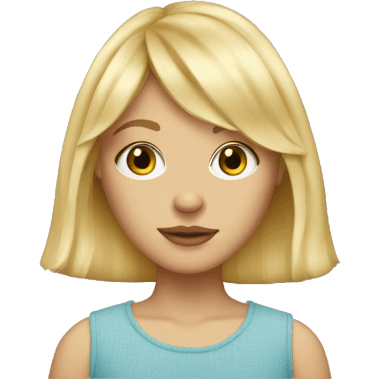 blonde girl with curtain bangs and freckles  emoji