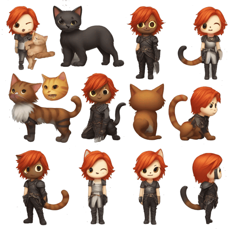 final fantasy, red haired, cat person emoji