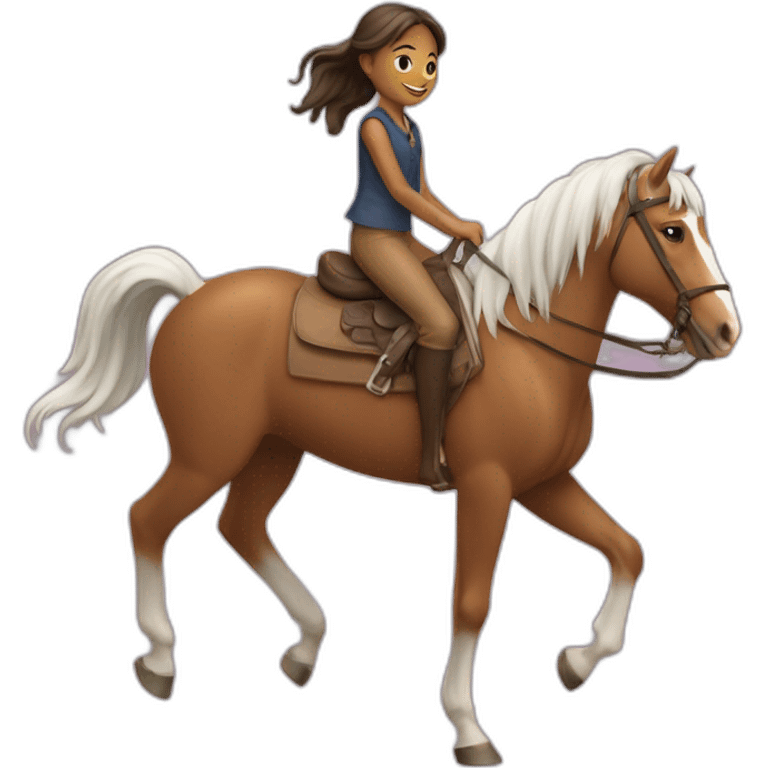 Une très jeune fille sur un cheval emoji