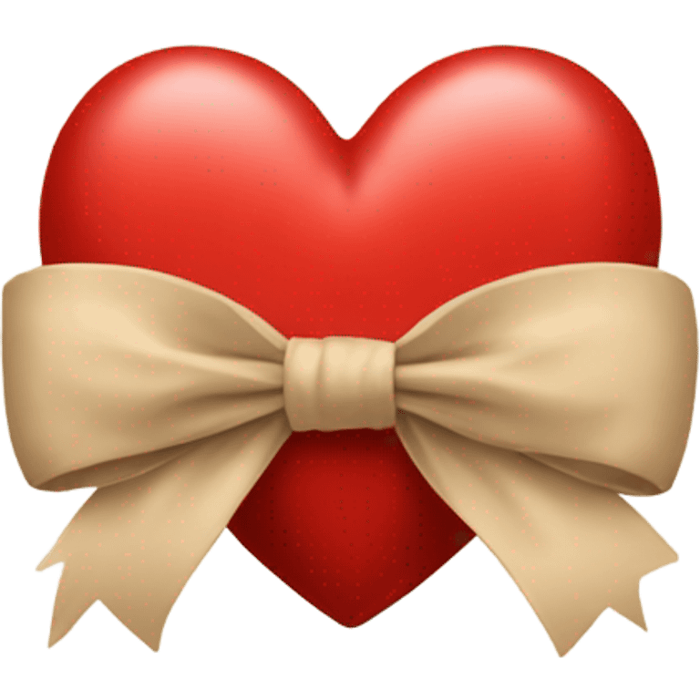 red heart with beige bow emoji