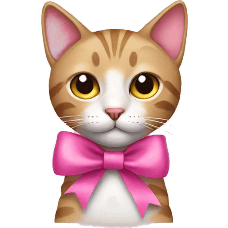 Cat with pink ribbon  emoji