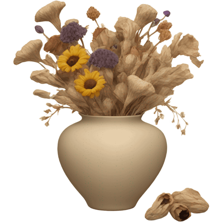 Dried flowers and pods in a beige vase emoji