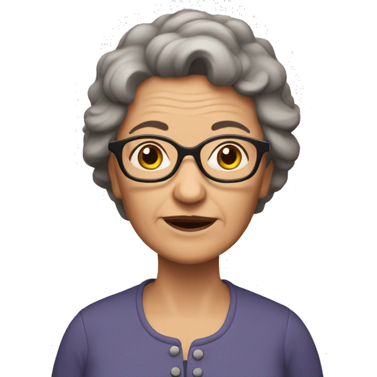 grandma, brown hair,glasses emoji