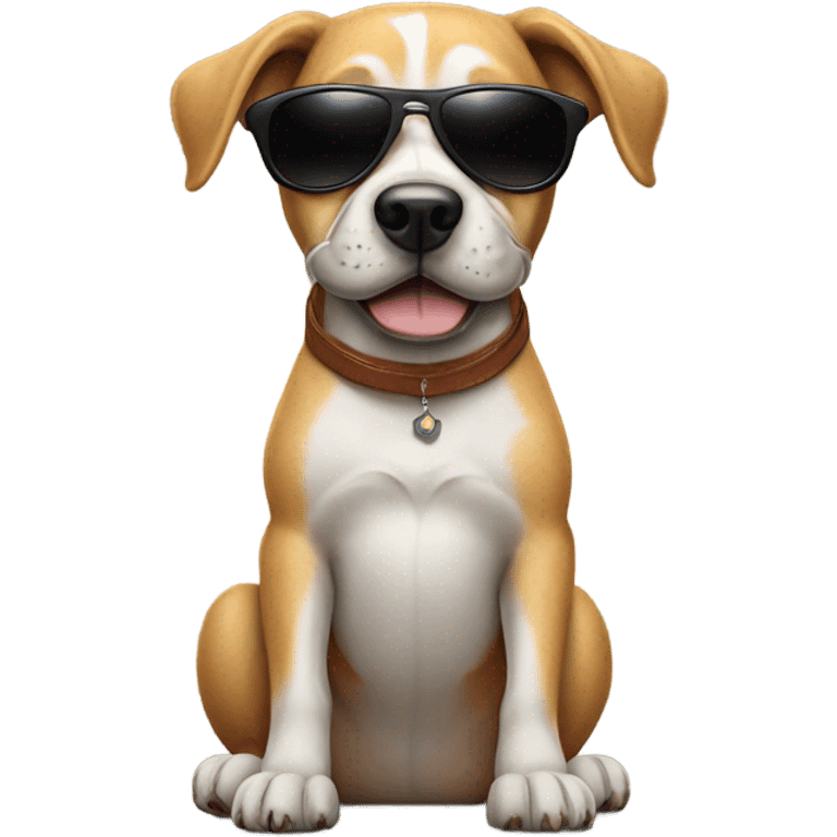 Dog wearing sunglasses and smoking emoji