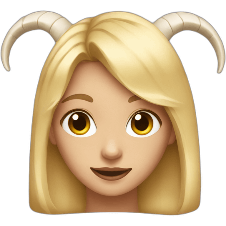 blonde girl with goat horns emoji