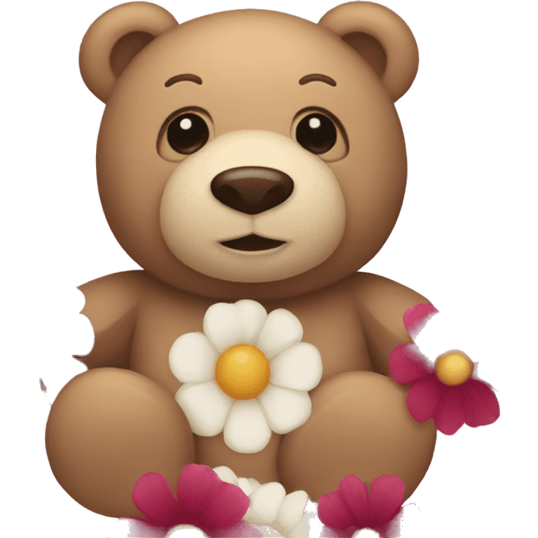 Teddy bear and flowers emoji