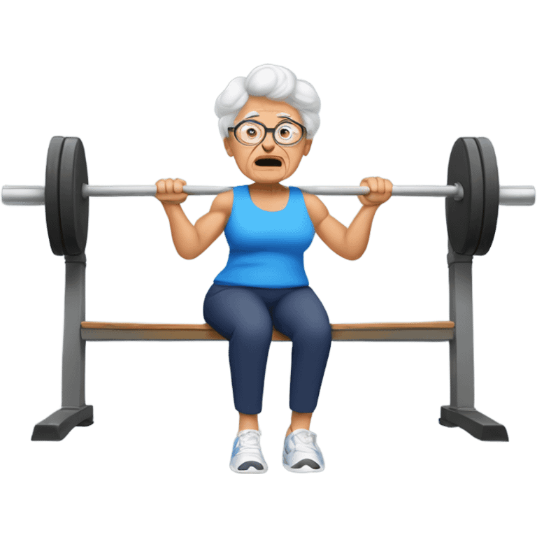 Grandma bench pressing emoji