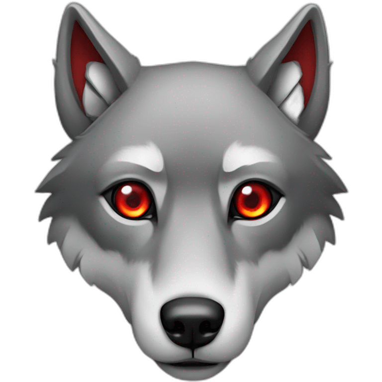 wolf as a robot with red eyes emoji