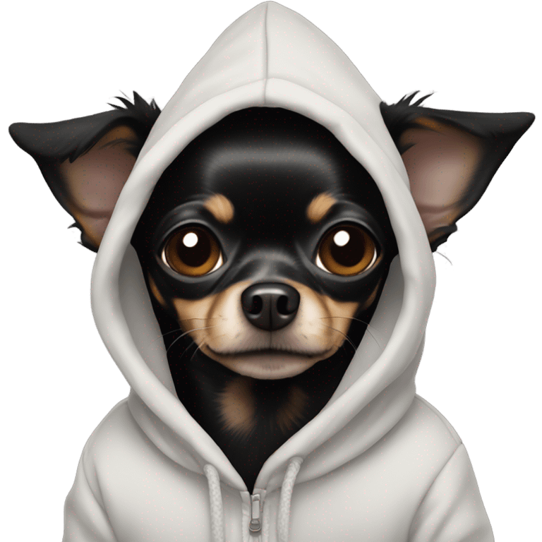 Black chihuahua in hoodie emoji