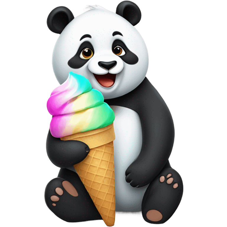 Panda eating ice cream emoji