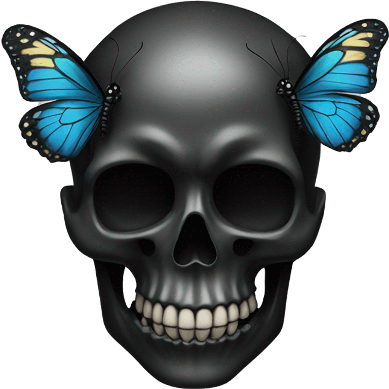 black skull with butterfly emoji