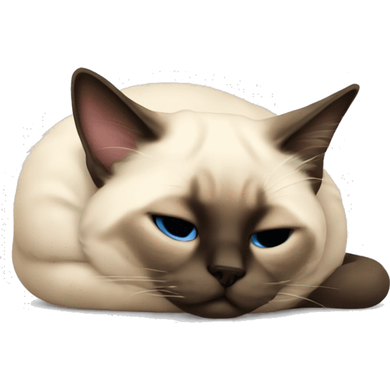 fluffy siamese cat curled up sleeping emoji