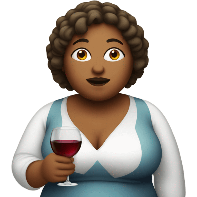 fat woman with a glass of wine emoji