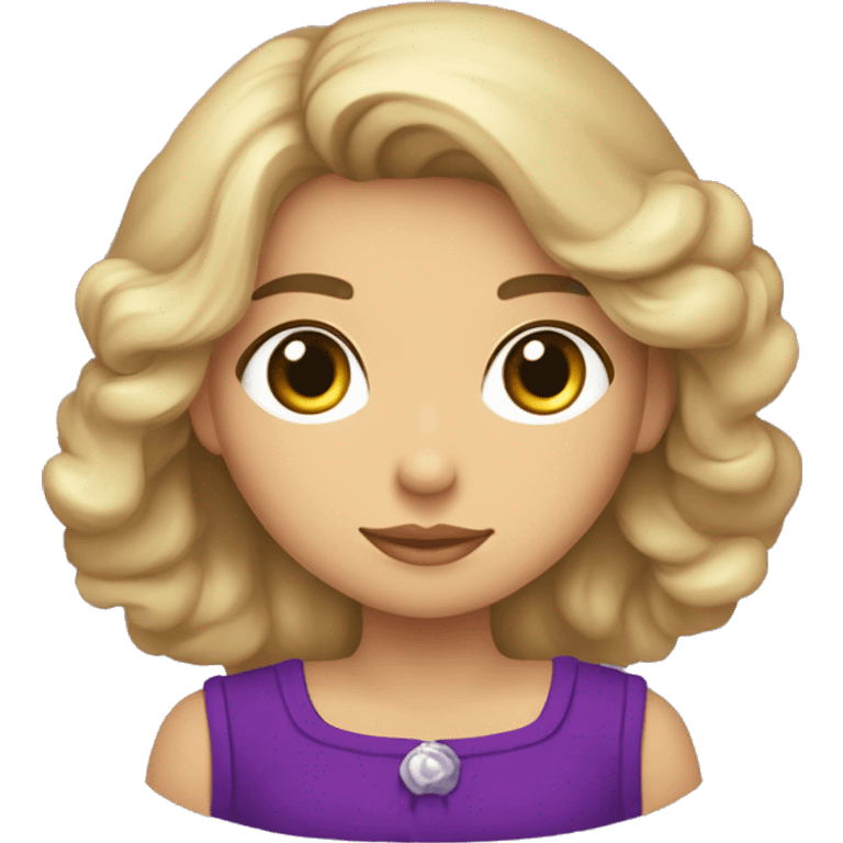 Mujer joven de tes blanca de ojos pequeños y oscuros y cabello suelto y raya al centronegro hasta el busto usa una blusa morada y esta señalando con sus dos brazos hacia arriba emoji