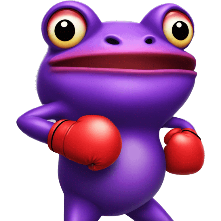 Purple frog wearing red boxing gloves emoji