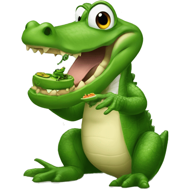 alligator eating a frog emoji