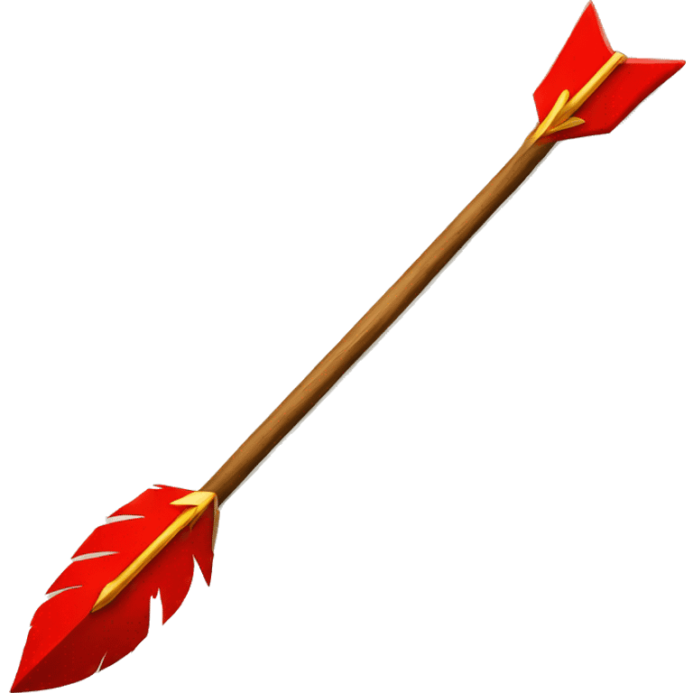 wooden arrow with bright red feathers  and golden arrowhead   emoji