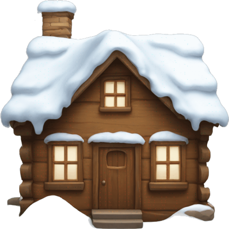 wood house with snow emoji