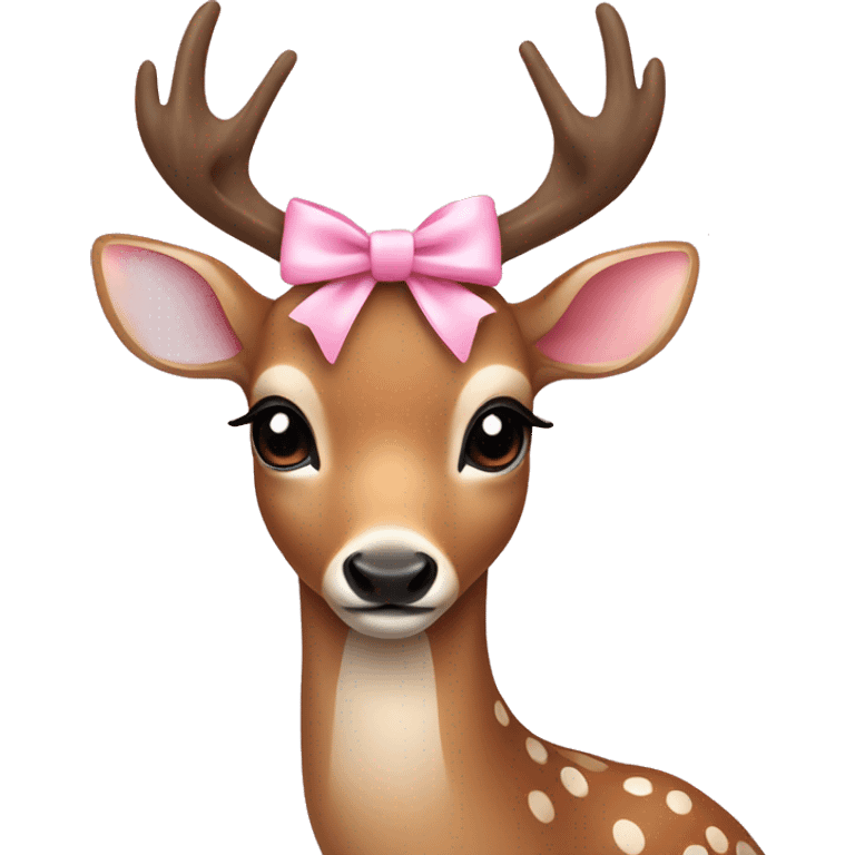 Deer with baby pink bow emoji