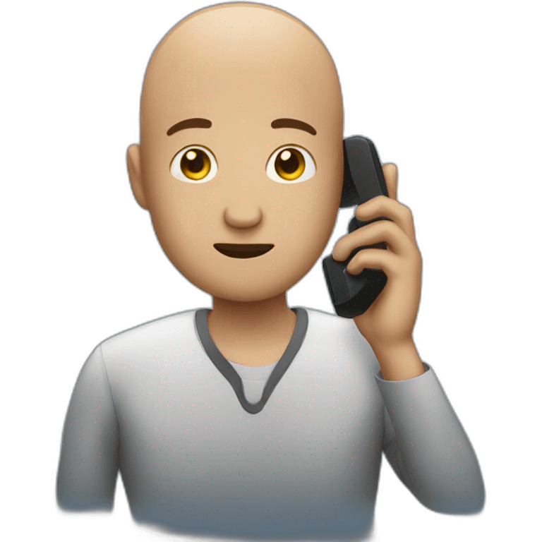 Bald man on phone at night emoji