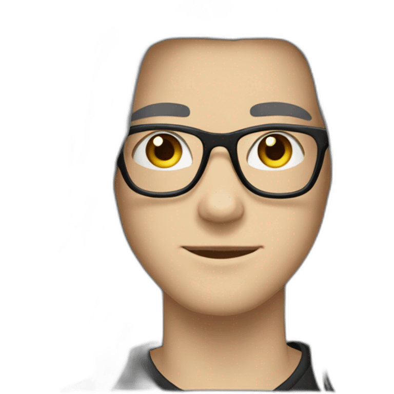 white guy teenager with black long hairstyle and glasses with black frame emoji