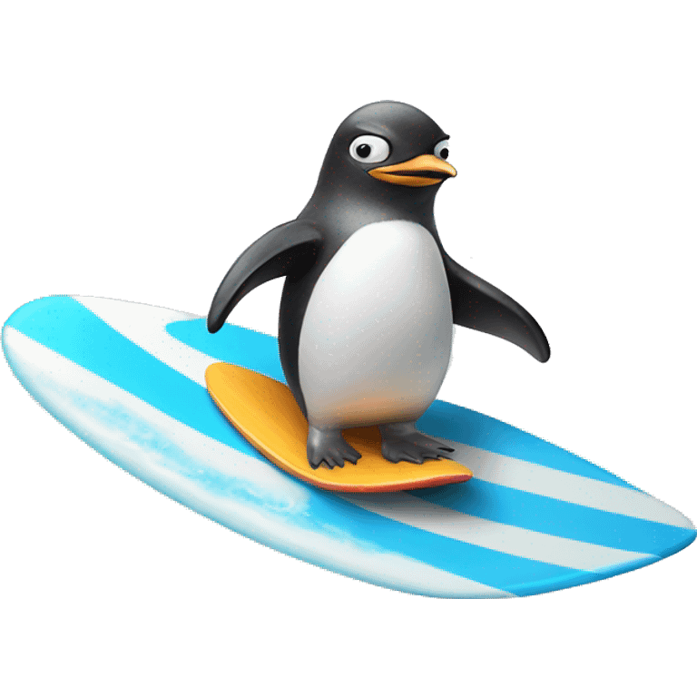 penguin riding a surf board emoji