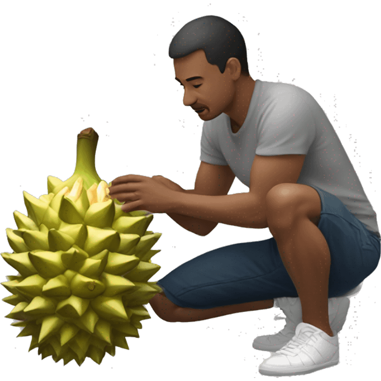 A man Kneeling on durian fruit emoji