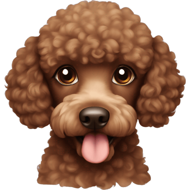 Mini brown poodle with brown eyes  emoji