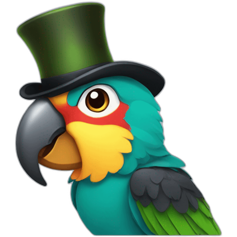 Parrot wearing top hat emoji