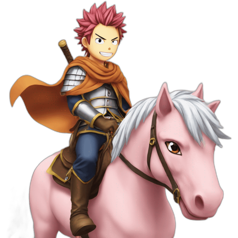 natsu from fairy tail anime riding a horse emoji