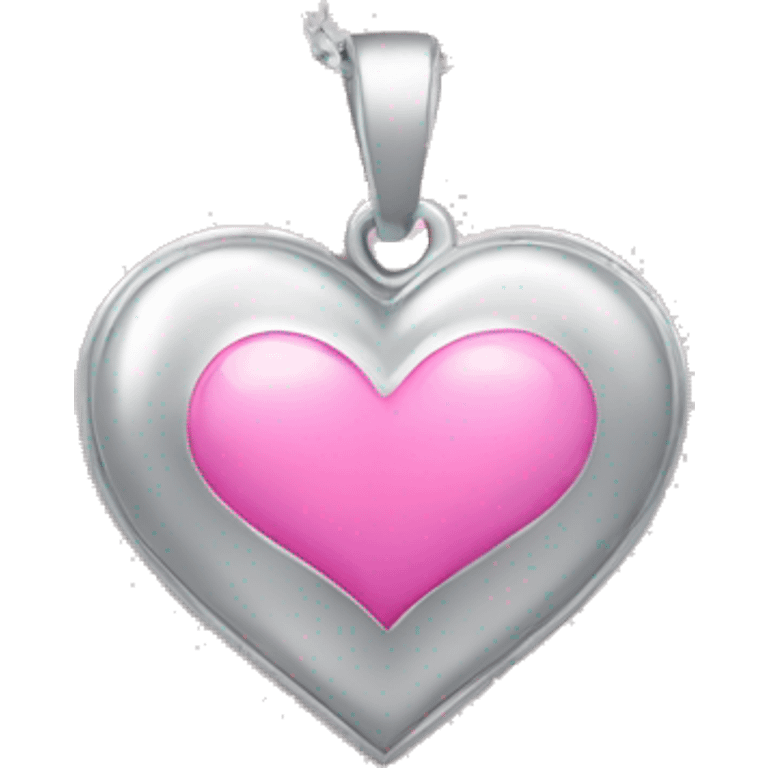 a silver necklace with a pink heart emoji