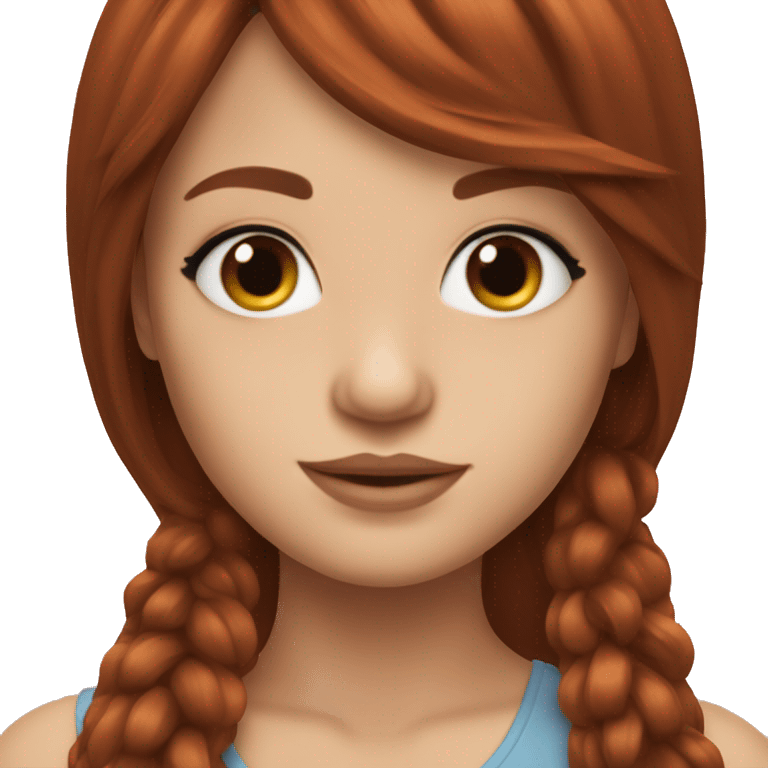 beautiful girl with long red brown hair and curtain bangs emoji