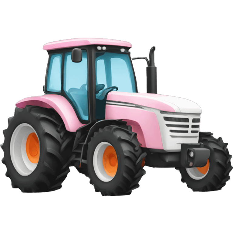 White, pink, orange farm tractor  emoji