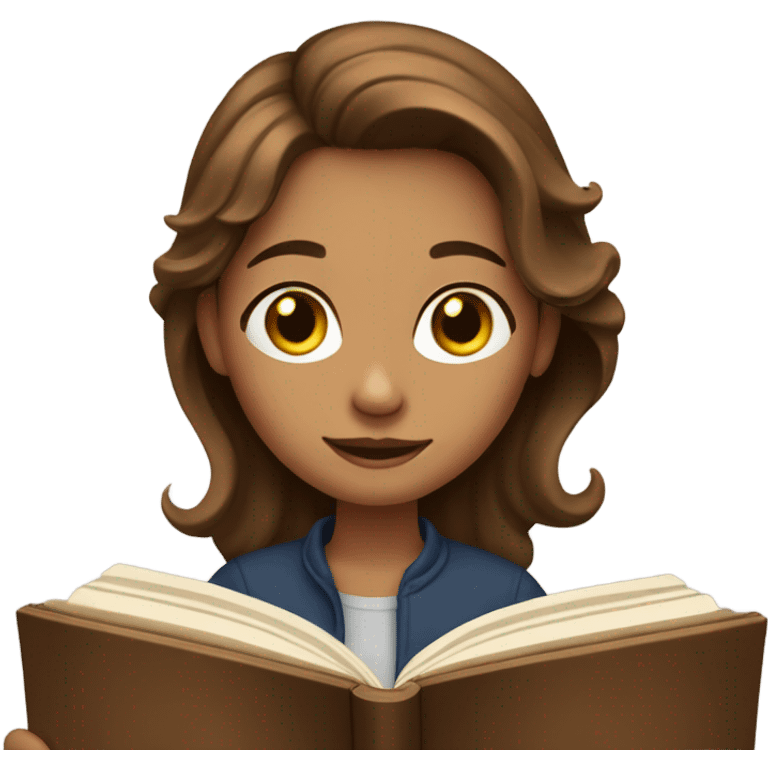 A girl reiding her book and her hair color is brown and her hair is Wavy emoji