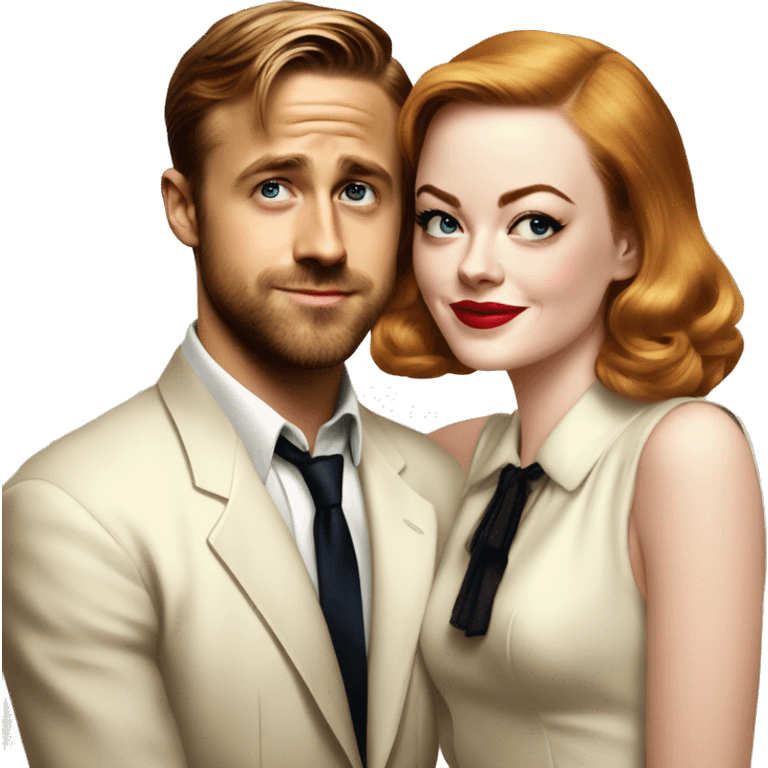 Ryan gosling and Emma stone 1940s party emoji