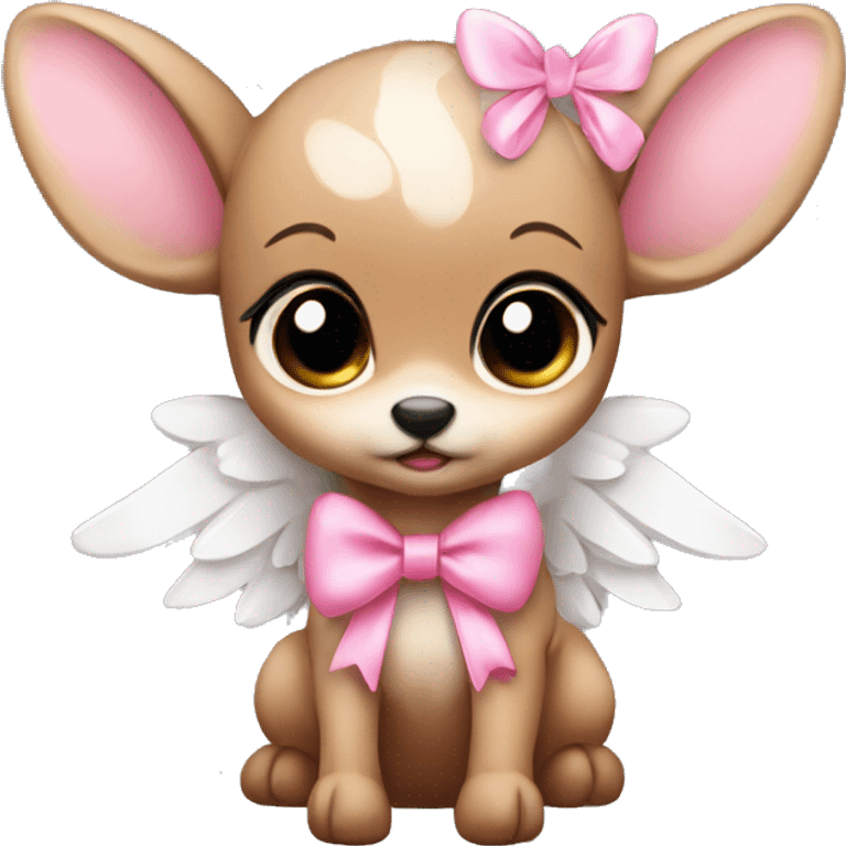 Baby fawn with pink bow and angel wings emoji