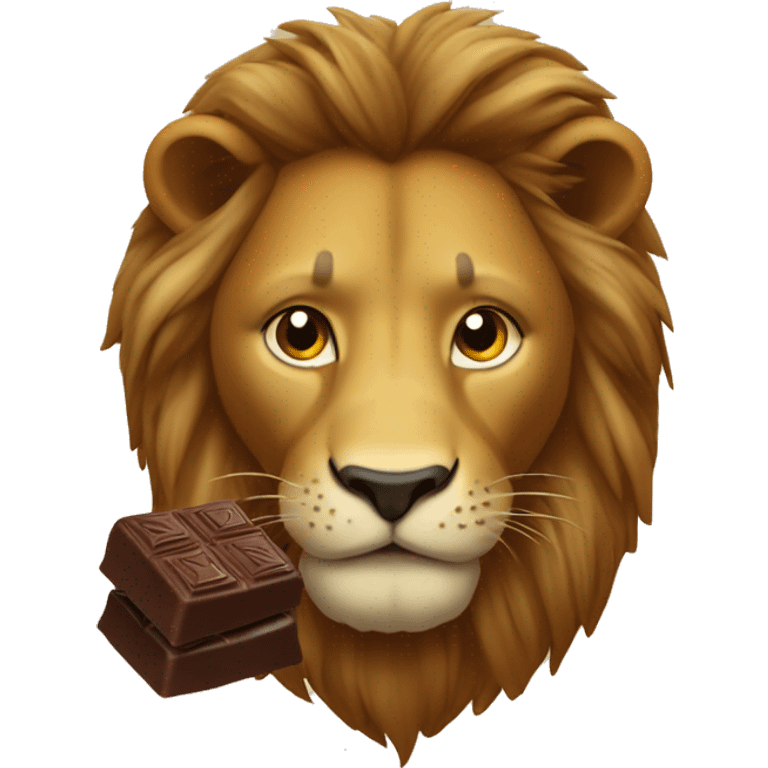 Un lion qui mange du chocolat emoji