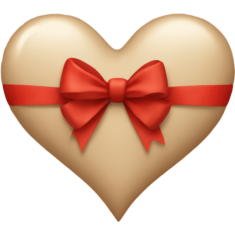 Beige heart with a red bow emoji