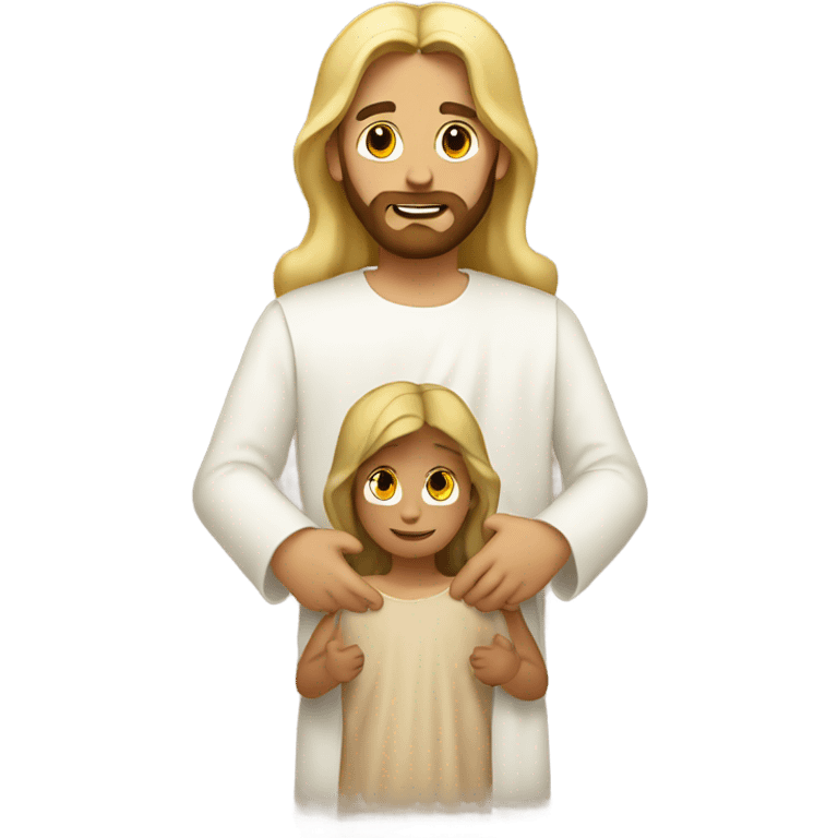 jesus holding girl with blonde hair emoji