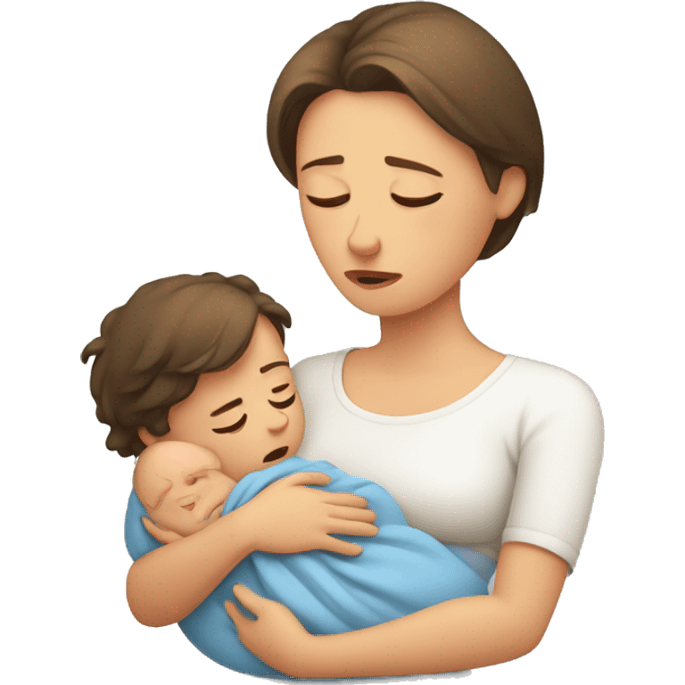 European sad mother with newborn emoji