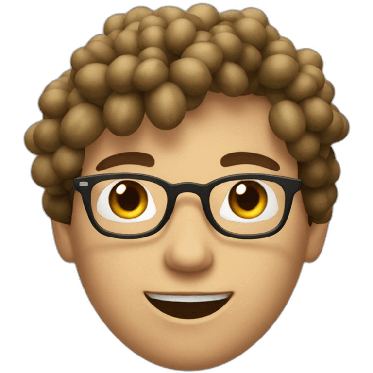 Brown-haired, bitter, bespectacled young man throwing grapes emoji