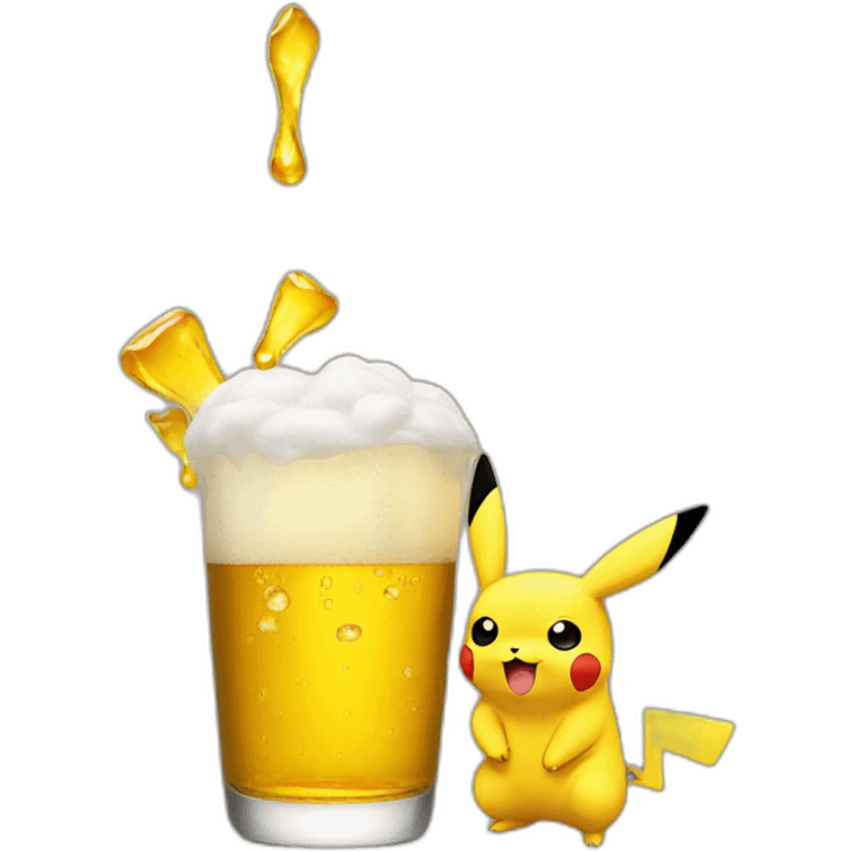 Pikachu drink beer emoji