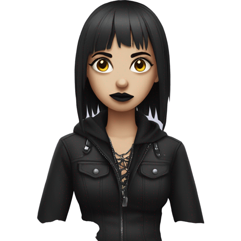 Rude looking girl who is goth emoji