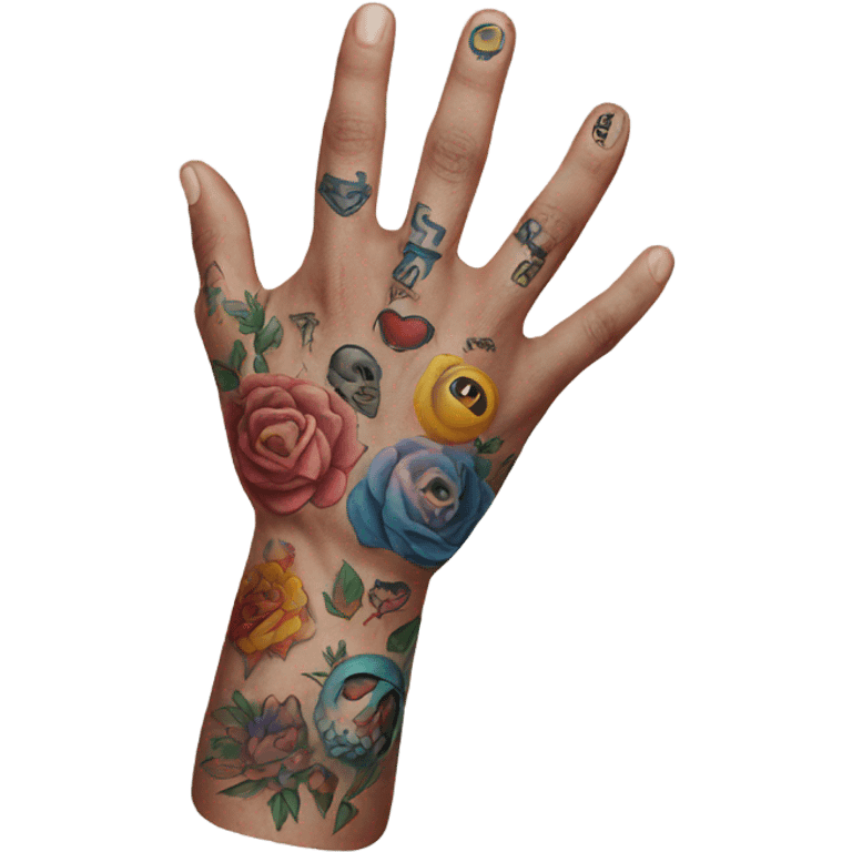 human arm with tattoos emoji