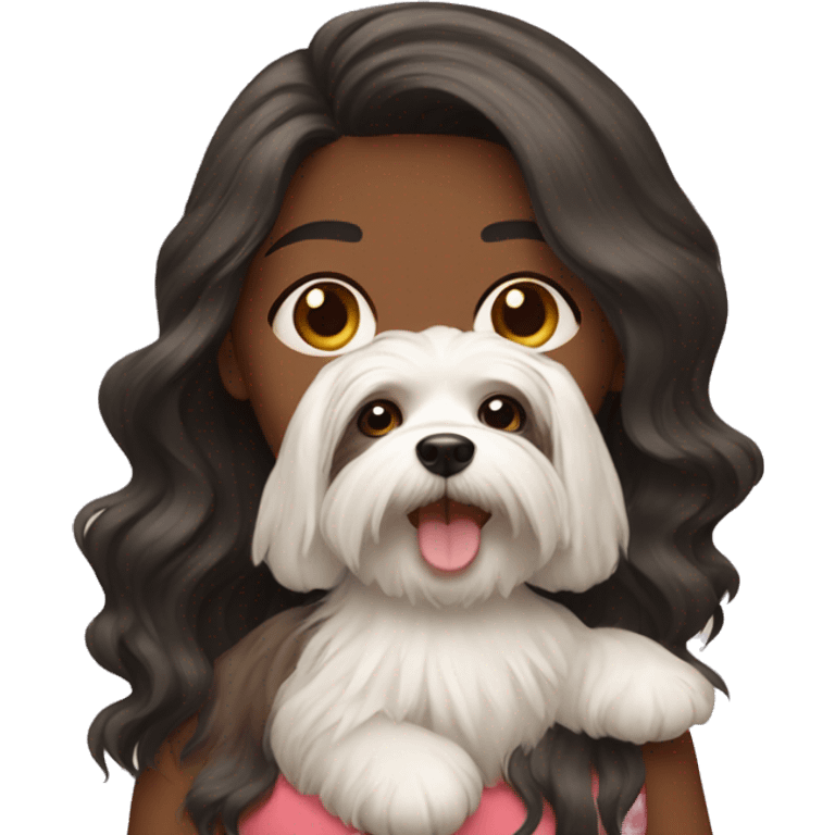 Girl with havanese dog  emoji