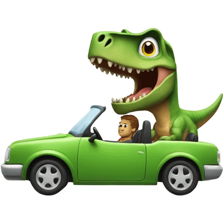 Dinosaur driving a car emoji