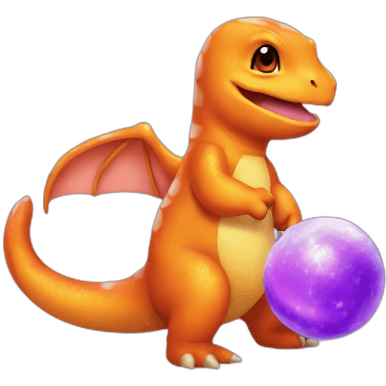 Charmander holding a purple unicorn emoji