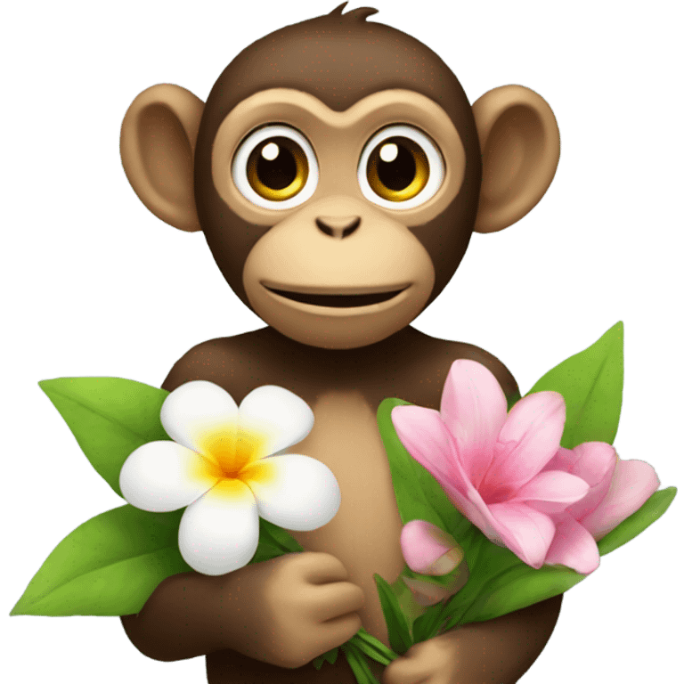 Monkey holds flowers  emoji