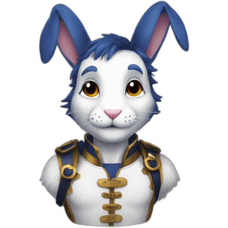 Male Anthro white rabbit with dark blue hair emoji